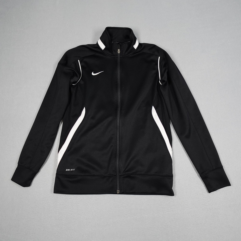 Nike Track Jacket Women Small Black Dri-Fit Full Zip Athletic Activewear 5064